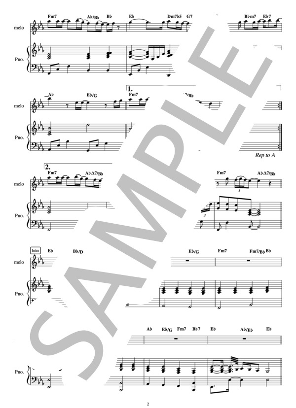 ハナミズキ [移調バージョン -1 E♭] [Melody譜 in B♭ + Piano伴奏] (一青 窈) / テナーサックス 初〜中級 - サンプル譜面 4/5