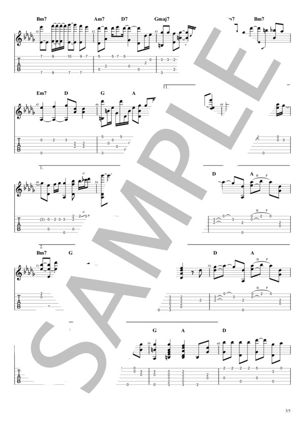 私たち (西野 カナ) / ギターソロ 中級 - サンプル譜面 3/5