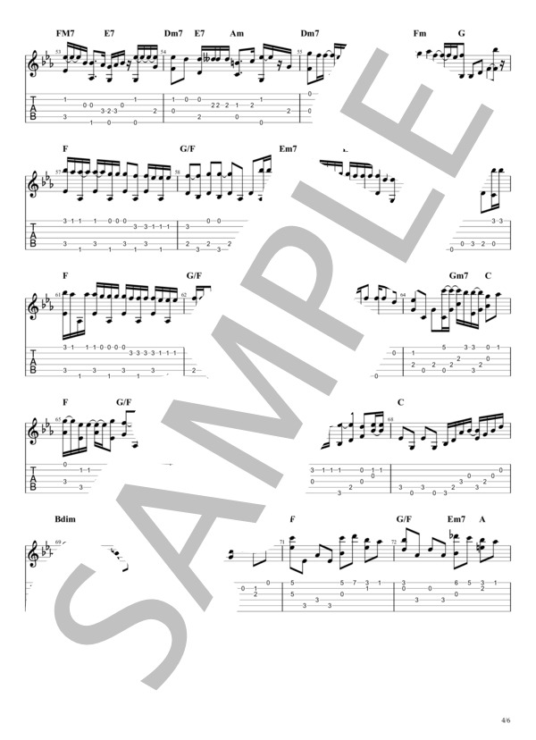 ゼロのままでいられたら (Official髭男dism) / ギターソロ 中級 - サンプル譜面 4/5