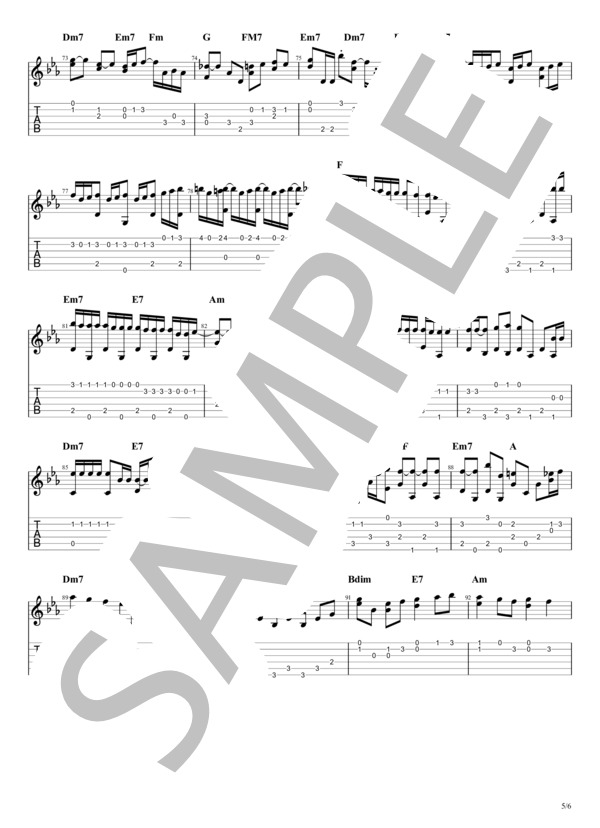 ゼロのままでいられたら (Official髭男dism) / ギターソロ 中級 - サンプル譜面 5/5