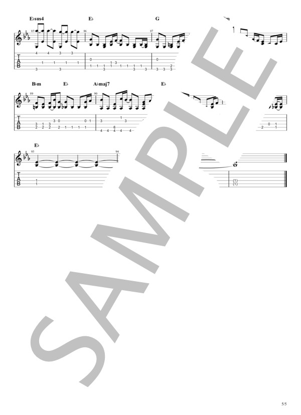 花束 (back number) / ギターソロ 中級 - サンプル譜面 5/5