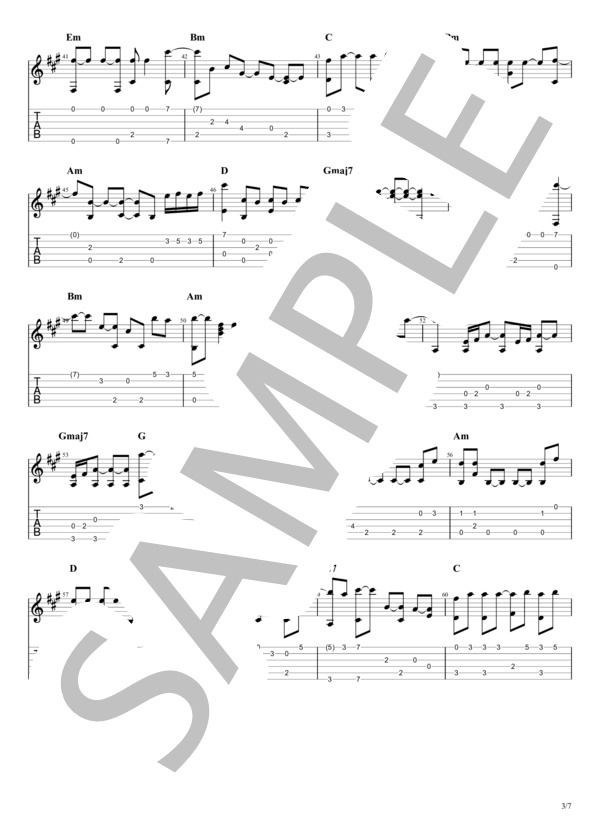 木綿のハンカチーフ (太田 裕美) / ギターソロ 中級 - サンプル譜面 3/5