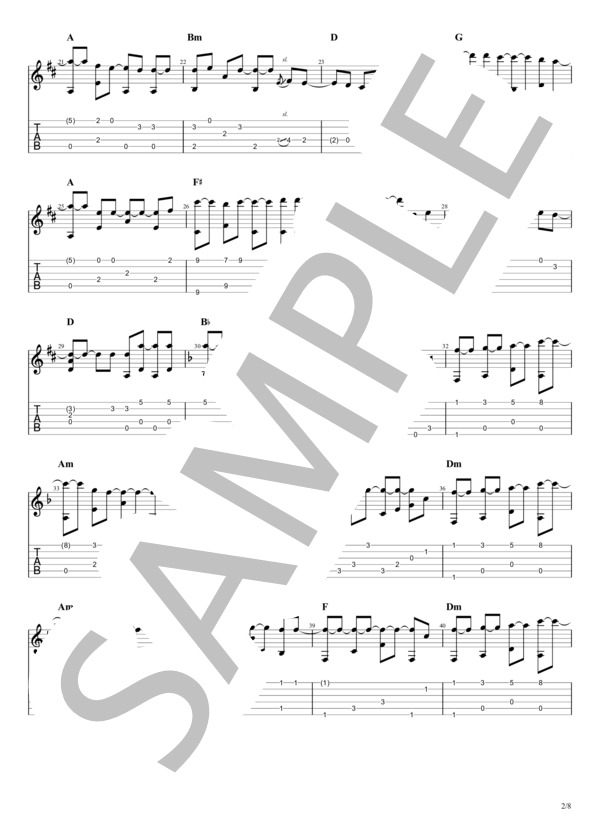 SINCERELY (TRUE) / ギターソロ 中級 - サンプル譜面 2/5