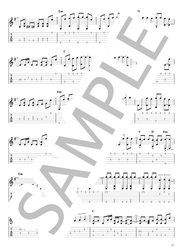 あゝ無情 (アン・ルイス) / ギターソロ 中級 - サンプル譜面 5/5