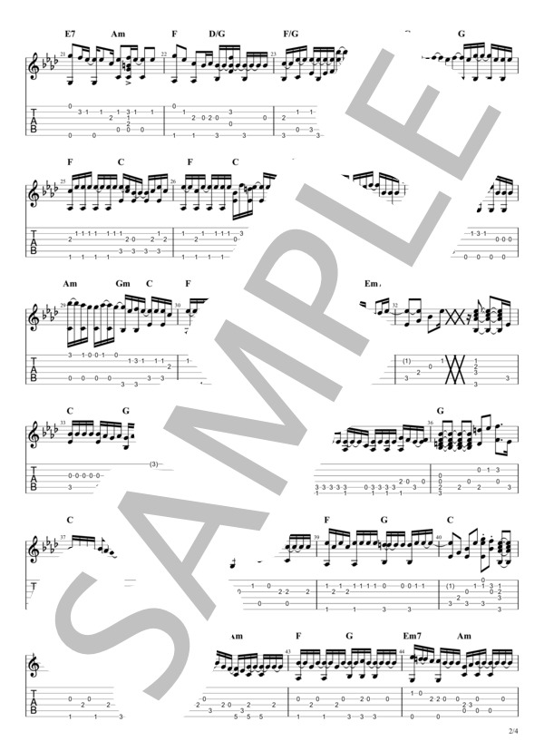 猫 (DISH//) / ギターソロ 中級 - サンプル譜面 2/4