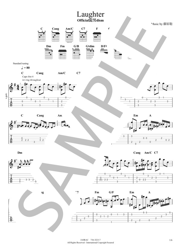 LAUGHTER (Official髭男dism) / ギターソロ 中級 - サンプル譜面 1/5