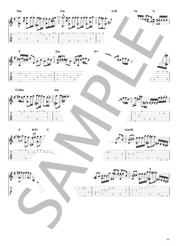 LAUGHTER (Official髭男dism) / ギターソロ 中級 - サンプル譜面 4/5