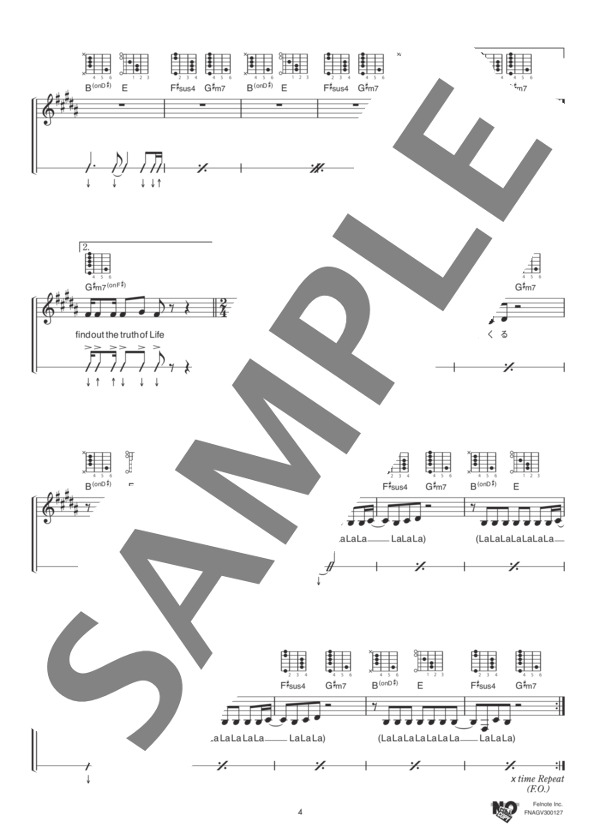 蒼氓 (山下 達郎) / ギター弾き語り 中級 - サンプル譜面 4/5