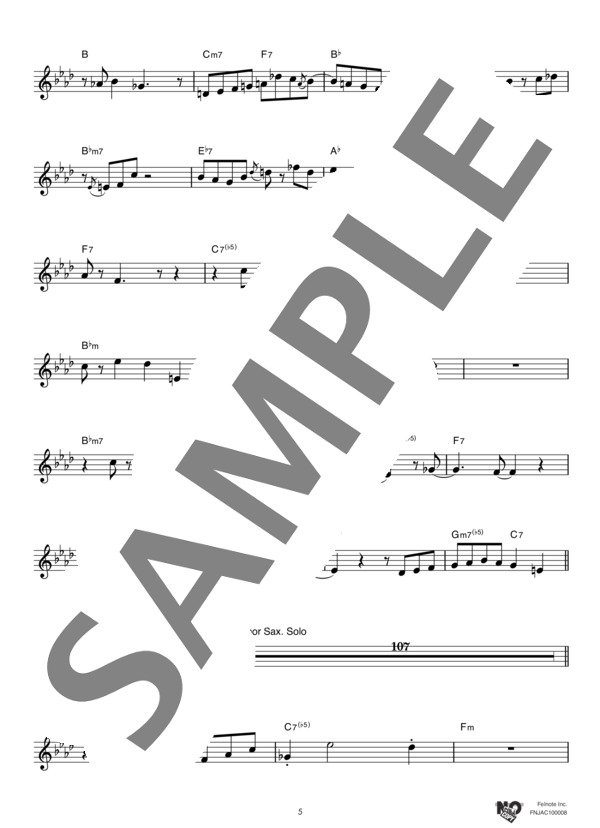 Airegin (マイルス・デイヴィス) / アルトサックス 上級 - サンプル譜面 5/5