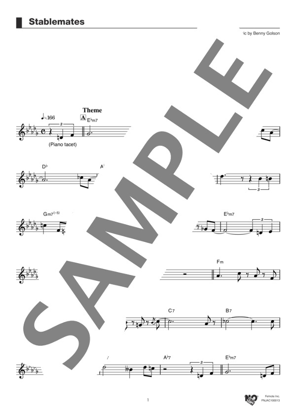 Stablemates (マイルス・デイヴィス) / アルトサックス 上級 - サンプル譜面 1/5