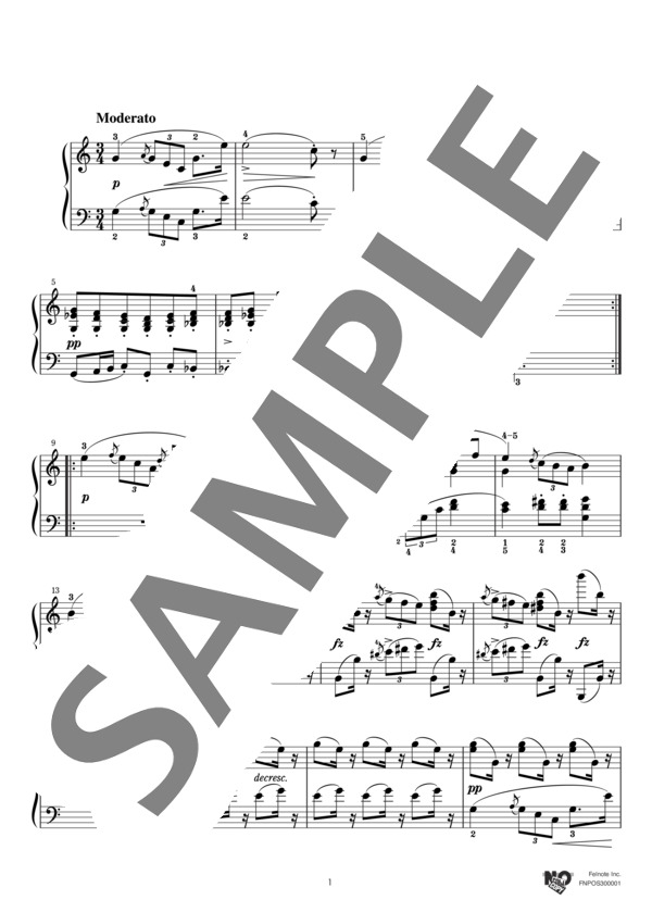 楽興の時 第1番 (フランツ・シューベルト) / ピアノソロ 中級 - サンプル譜面 1/5