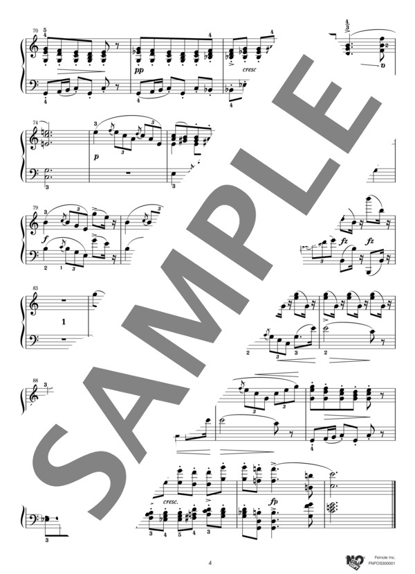 楽興の時 第1番 (フランツ・シューベルト) / ピアノソロ 中級 - サンプル譜面 4/5