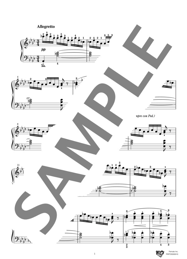 即興曲 作品90の4 (フランツ・シューベルト) / ピアノソロ 中級 - サンプル譜面 1/5