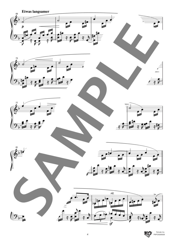 幻想小曲集より『夜に』 (ロベルト・シューマン) / ピアノソロ 中〜上級 - サンプル譜面 4/5