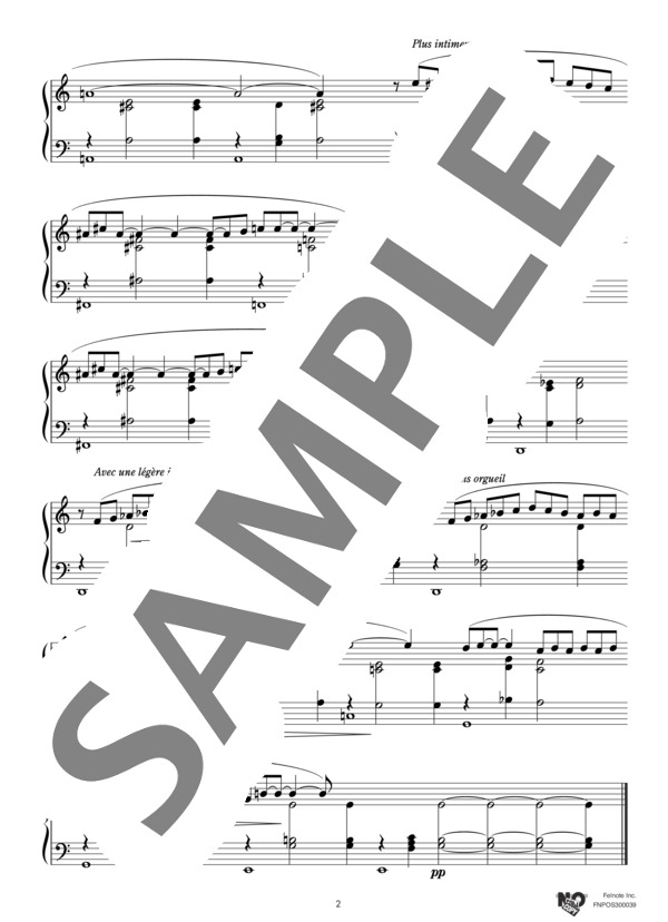 3つのグノシェンヌより『グノシェンヌ  第2番』 (エリック・サティ) / ピアノソロ 中級 - サンプル譜面 2/3