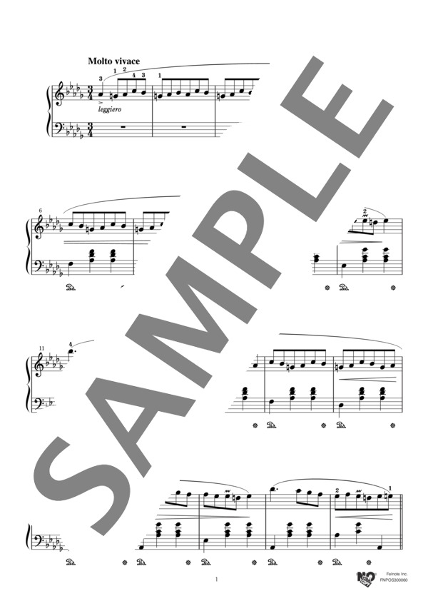 ワルツ 第6番 『小犬のワルツ』 (フレデリック・ショパン) / ピアノソロ 中級 - サンプル譜面 1/5