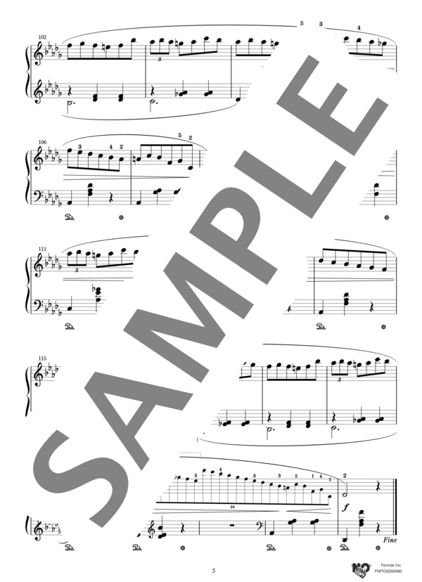 ワルツ 第6番 『小犬のワルツ』 (フレデリック・ショパン) / ピアノソロ 中級 - サンプル譜面 5/5