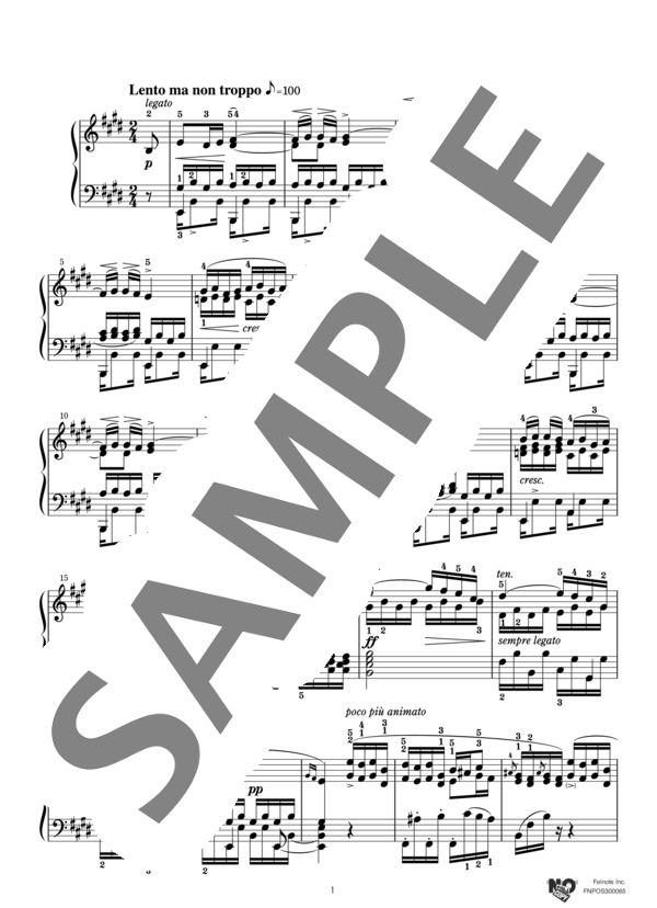 エチュード 第3番 『別れの曲』 (フレデリック・ショパン) / ピアノソロ 上級 - サンプル譜面 1/5