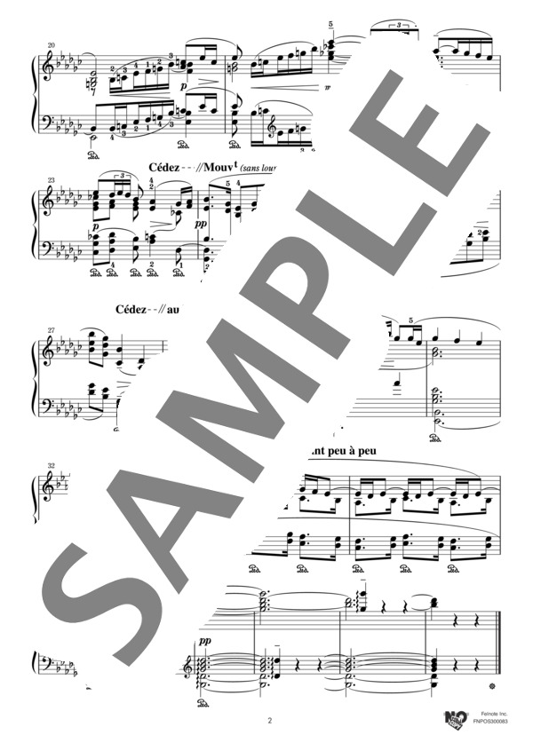 亜麻色の髪の乙女 『前奏曲 第1集』より (クロード・アシル・ドビュッシー) / ピアノソロ 中〜上級 - サンプル譜面 2/3