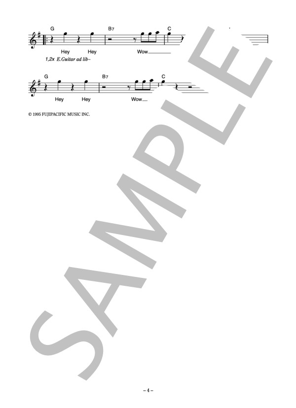 LINDBERG 「Ring My Bell」 コード・歌詞カード付きメロディ譜 / その他 - サンプル譜面 4/5