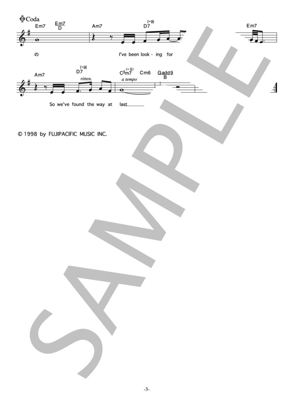 竹内まりや 「カムフラージュ」 コード・歌詞カード付きメロディ譜 (竹内 まりや) / その他 - サンプル譜面 3/4