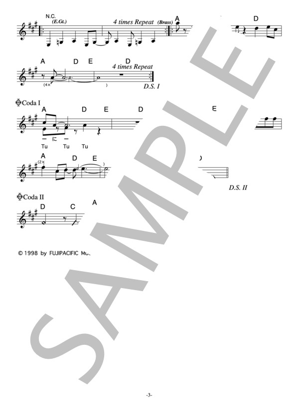 福山雅治 「Peach!!」 コード・歌詞カード付きメロディ譜 (福山 雅治) / その他 - サンプル譜面 3/4