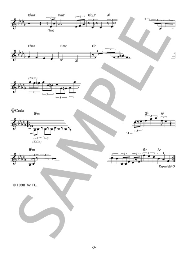 FAYRAY 「YURA・YURA」 コード・歌詞カード付きメロディ譜 (Fayray) / その他 - サンプル譜面 3/4