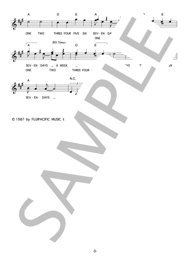 楽譜】tHE COLLECTORS 「1・2・3・4・5・6・7 DAYS A WEEK」 コード