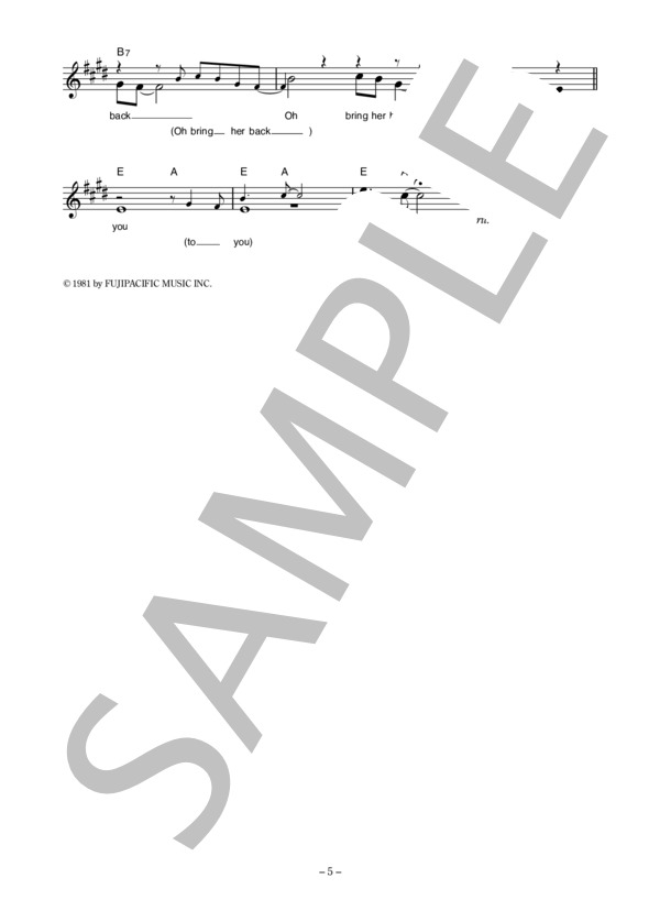 大木トオル&宇崎竜童 「HEY BROTHER」 コード・歌詞カード付きメロディ譜 / その他 - サンプル譜面 5/5