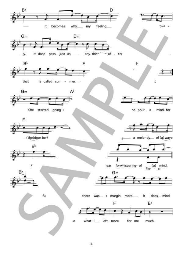 WRONG SCALE 「dream&steps」 コード・歌詞カード付きメロディ譜 / その他 - サンプル譜面 2/4