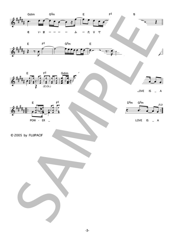 安良城紅 「Miracle」 コード・歌詞カード付きメロディ譜 (安良城 紅) / その他 - サンプル譜面 3/4