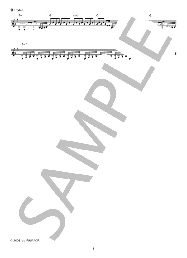 泉谷しげる 「すべて時代のせいにして」 コード・歌詞カード付きメロディ譜 (泉谷 しげる) / その他 - サンプル譜面 3/4