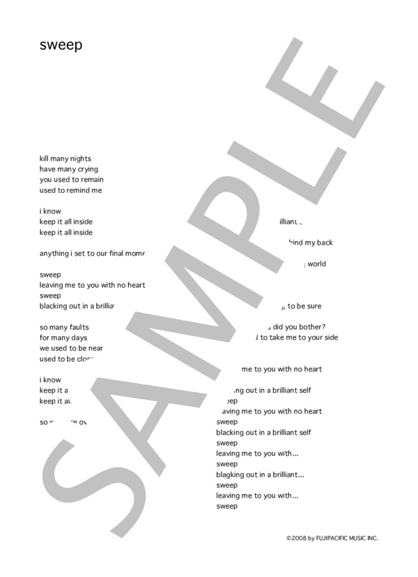 winnie 「sweep」 コード・歌詞カード付きメロディ譜 / その他 - サンプル譜面 4/4