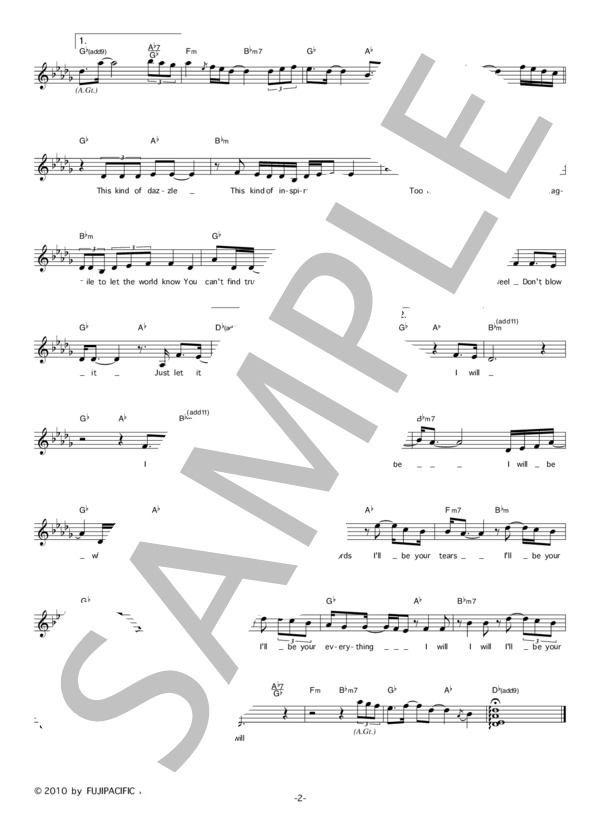 BONNIE PINK 「Grow」 コード・歌詞カード付きメロディ譜 / その他 - サンプル譜面 2/3