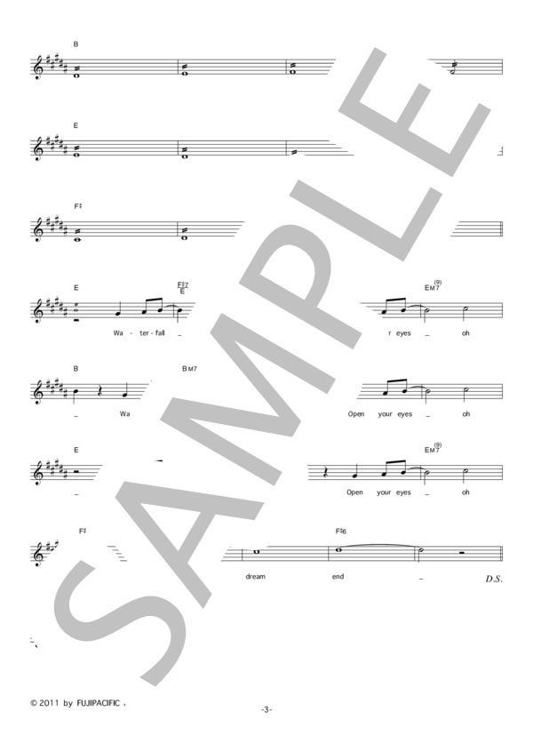 Heavenstamp 「Waterfall」 コード・歌詞カード付きメロディ譜 / その他 - サンプル譜面 3/4