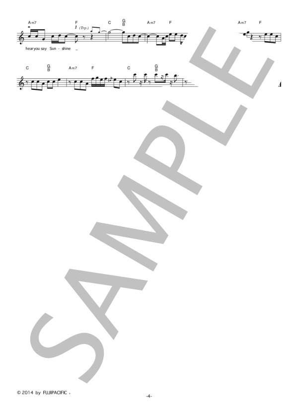 遊助 「Sunshine」 コード・歌詞カード付きメロディ譜 / その他 - サンプル譜面 4/5