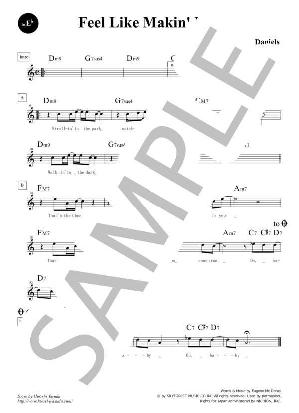 Feel Like Makin' Love (Key=Cm) in E♭ / フィール・ライク・メイキン・ラヴ / ファンク＆ソウル・スタンダード・ライブラリ (Sheet Music) (マリーナ・ショー) / アルトサックス 初〜中級 - サンプル譜面 1/1