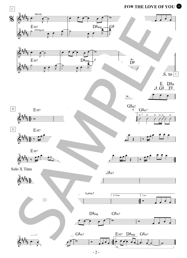 FOR THE LOVE OF YOU (Key=Bm) in E♭ / ファンク＆ソウル・スタンダード・ライブラリ (Sheet Music) (キャンディー・ダルファー) / アルトサックス 中級 - サンプル譜面 2/2