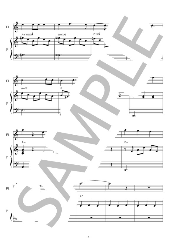 【フルート楽譜】チムチムチェリー「メリーポピンズ」ディズニー（フルートピアノ伴奏） (ロバート・バーナード・シャーマン) / 初〜中級 - サンプル譜面 4/5