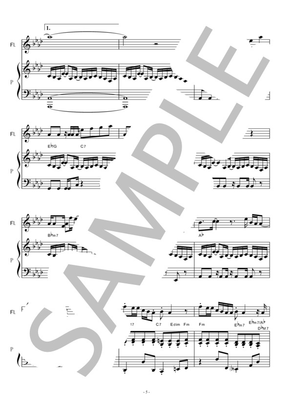 【フルート楽譜】Pretender(Official髭男dism)「コンフィデンスマンJP」（フルートピアノ伴奏） / 初〜中級 - サンプル譜面 5/5