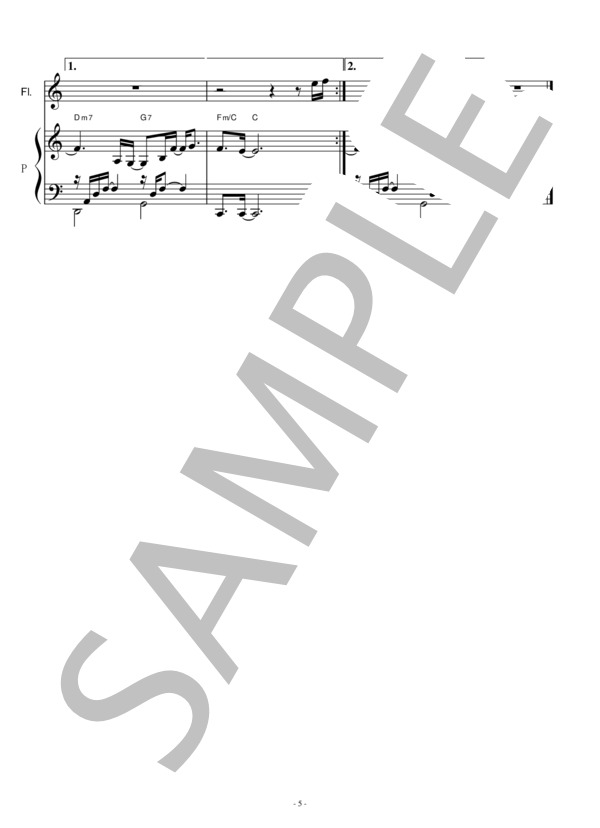 【フルート楽譜】ノーサイド（松任谷由実）（フルートピアノ伴奏） (REIMY) / 初〜中級 - サンプル譜面 5/5