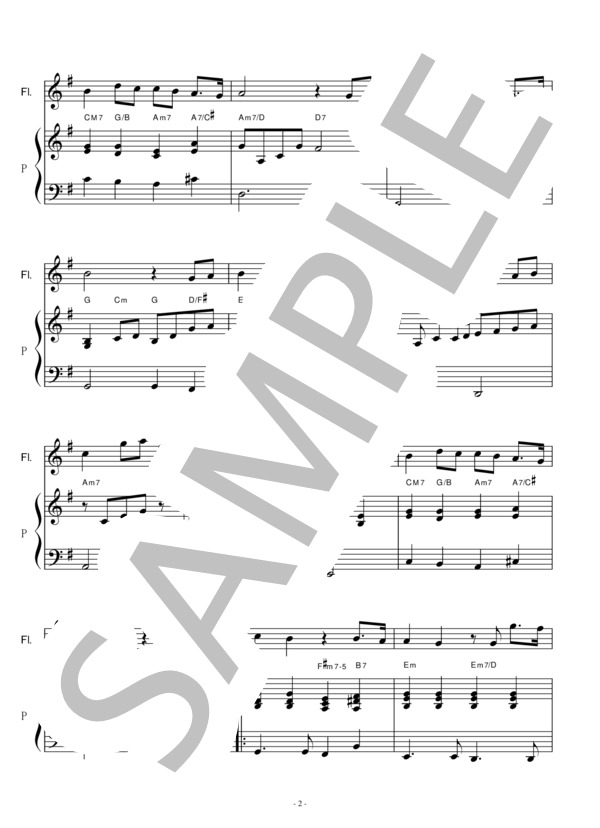 【フルート楽譜】いのちの歌（竹内まりや）（フルートピアノ伴奏） (竹内 まりや) / 初〜中級 - サンプル譜面 2/5