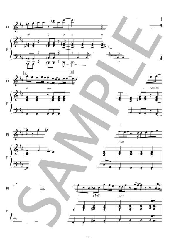 【フルート楽譜】ビンテージ(Official髭男dism)「あいのり」（フルートピアノ伴奏） / 入門 - サンプル譜面 4/5