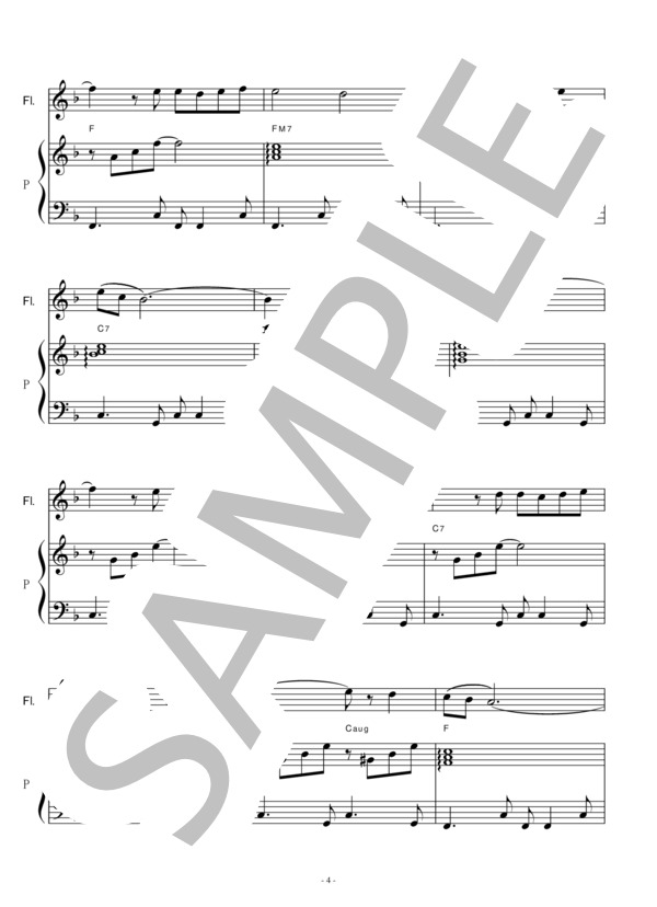 【フルート楽譜】アマポーラ「大人の休日倶楽部」Amapola(フルートピアノ伴奏） (ホセ・ラカジェ) / 入門 - サンプル譜面 4/5