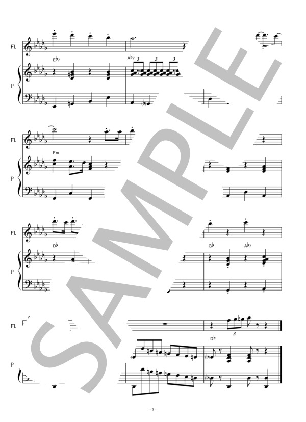 【フルート楽譜】さんぽ「となりのトトロ」スタジオジブリ（フルートピアノ伴奏） (井上 あずみ) / 初〜中級 - サンプル譜面 5/5