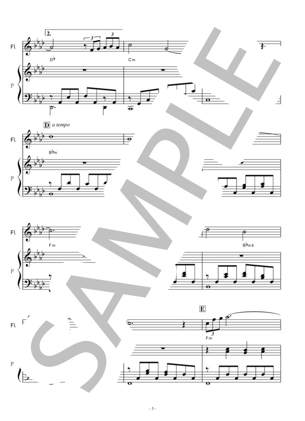 【フルート楽譜】パリは燃えているか「映像の世紀」（加古 隆）（フルートピアノ伴奏） / 初〜中級 - サンプル譜面 3/5