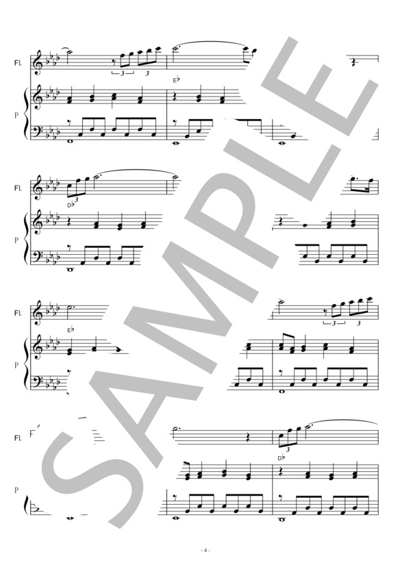 【フルート楽譜】パリは燃えているか「映像の世紀」（加古 隆）（フルートピアノ伴奏） / 初〜中級 - サンプル譜面 4/5