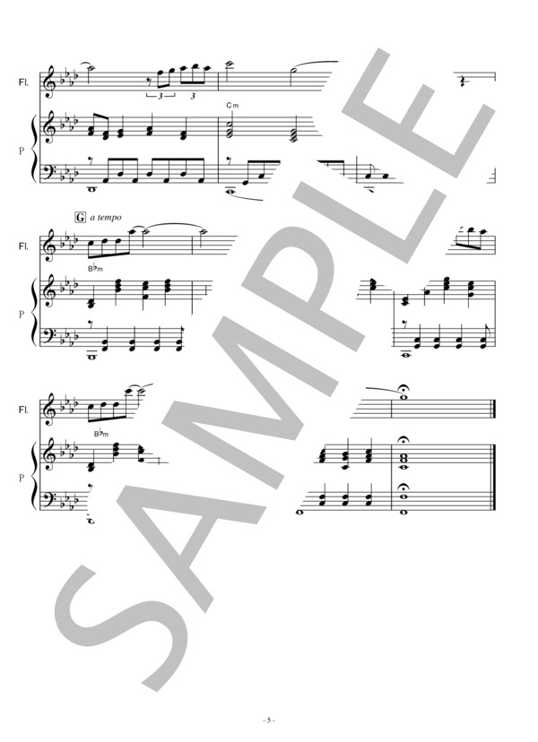 【フルート楽譜】パリは燃えているか「映像の世紀」（加古 隆）（フルートピアノ伴奏） / 初〜中級 - サンプル譜面 5/5