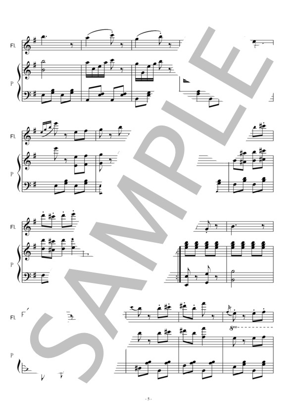 【フルート楽譜】クシコスポスト[Hermann Necke]CSIKOS POST(フルートピアノ伴奏） / 初〜中級 - サンプル譜面 5/5