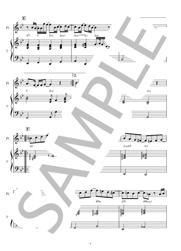 【フルート楽譜】感電（米津玄師）「MIU404」（フルートピアノ伴奏） (米津 玄師) / 初〜中級 - サンプル譜面 4/5